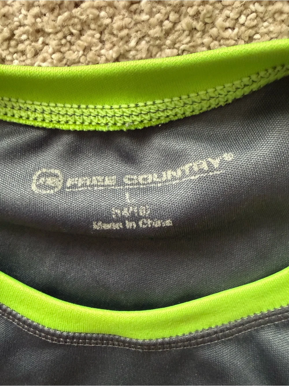 Free Country Grey & Neon Green Kids Long-Sleeve Swim Top Size L (14/16)